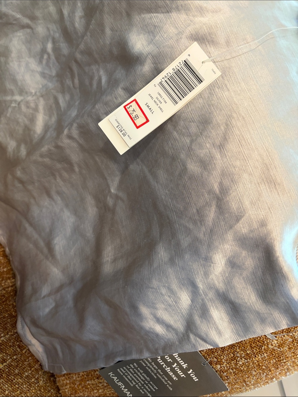 Eileen Fisher Silk-Linen Satin Sleeveless Top in Light Gray - Picture 2 of 4